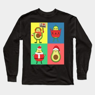 Avo Vegan Christmas pop art Long Sleeve T-Shirt